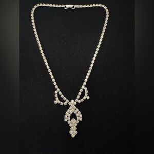Silver-Tone Crystal Drop Necklace